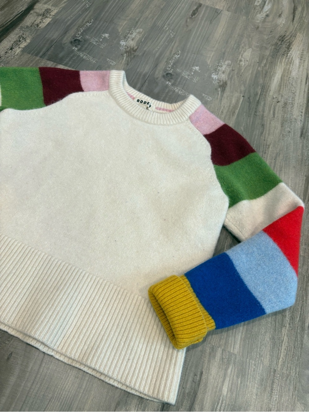 Boden Olivia Stripe Sleeve 100% RWS Certified Merino Wool Jumper Sweater SZ L - Picture 2 of 11